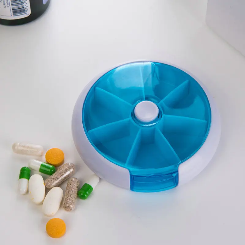 Круглая коробка для таблеток за 7 дней пластиковая хранения вращающаяся