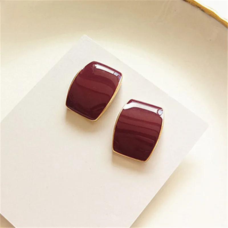 Модные Цветные Металлические серьги-гвоздики геометрической формы женские