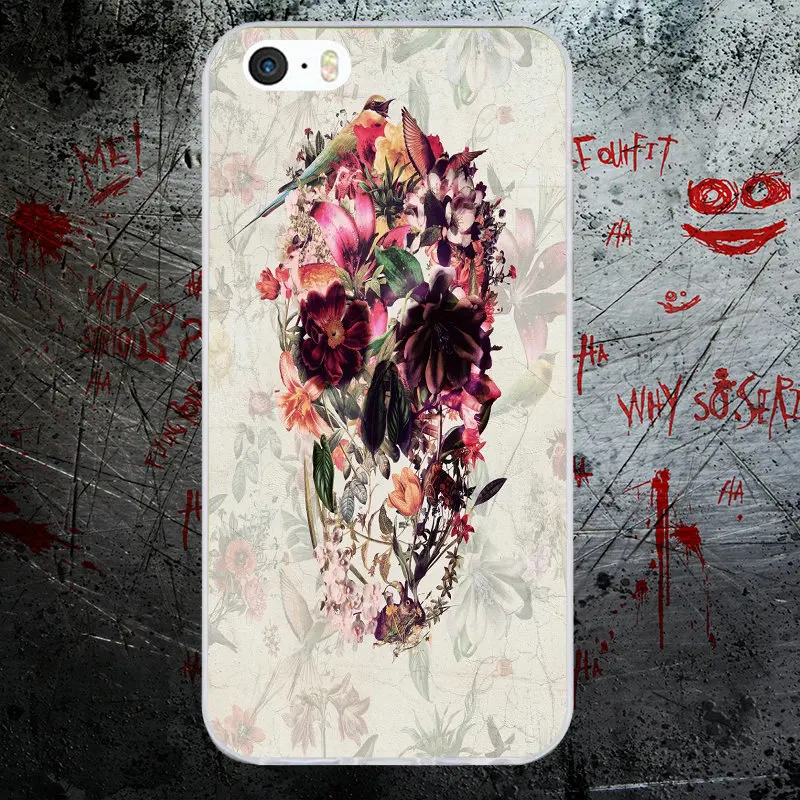 Soft TPU Mobile Phone Accessories Silicon Cases for iPhone 8 7 6 6S Plus X 5 5S SE 5C 4 4S Shell Fashion Pouch Poker Skull Tatoo | Мобильные