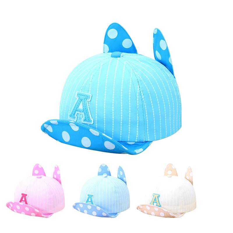 Rabbit Dot Baby Caps With Ears Cute Letter Baseball Boys Girls Sun Striped Fashion Toddler Hat Clothing | Детская одежда и обувь