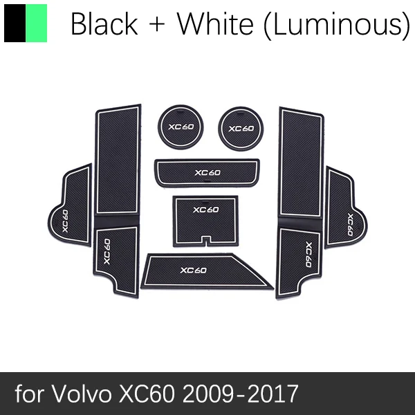 Противоскользящие резиновые ворота слот чашки коврик для VOLVO XC60 2009- R Дизайн Аксессуары 2010 2011 2012 2013 XC60 логотип - Название цвета: White Black