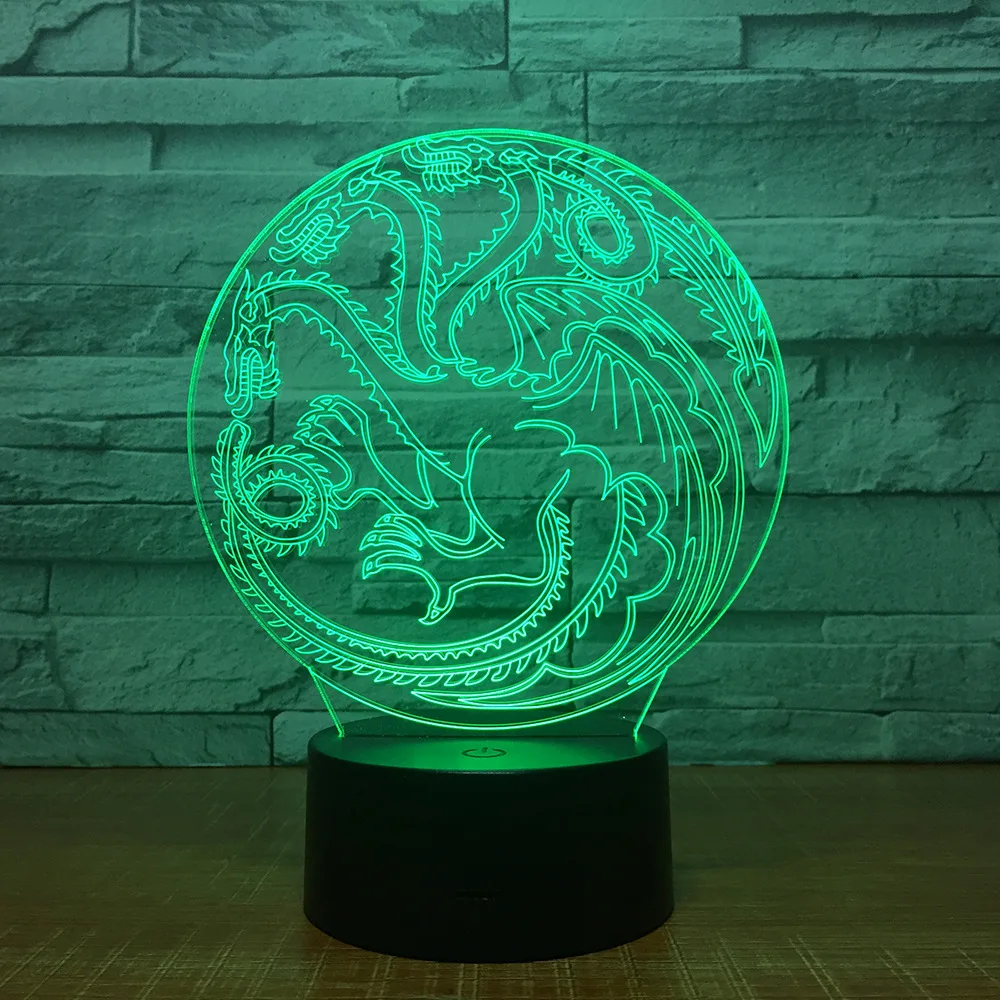 Круглый 3d светильник Dragon Totem 7 цветов светодиодные ночные светильники сенсорный