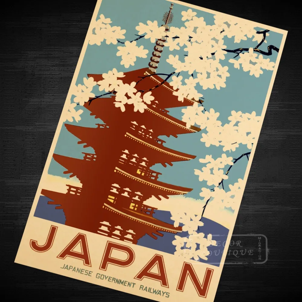 Японский Вишневый цветок пейзаж путешествие по миру старинный ретро постер из