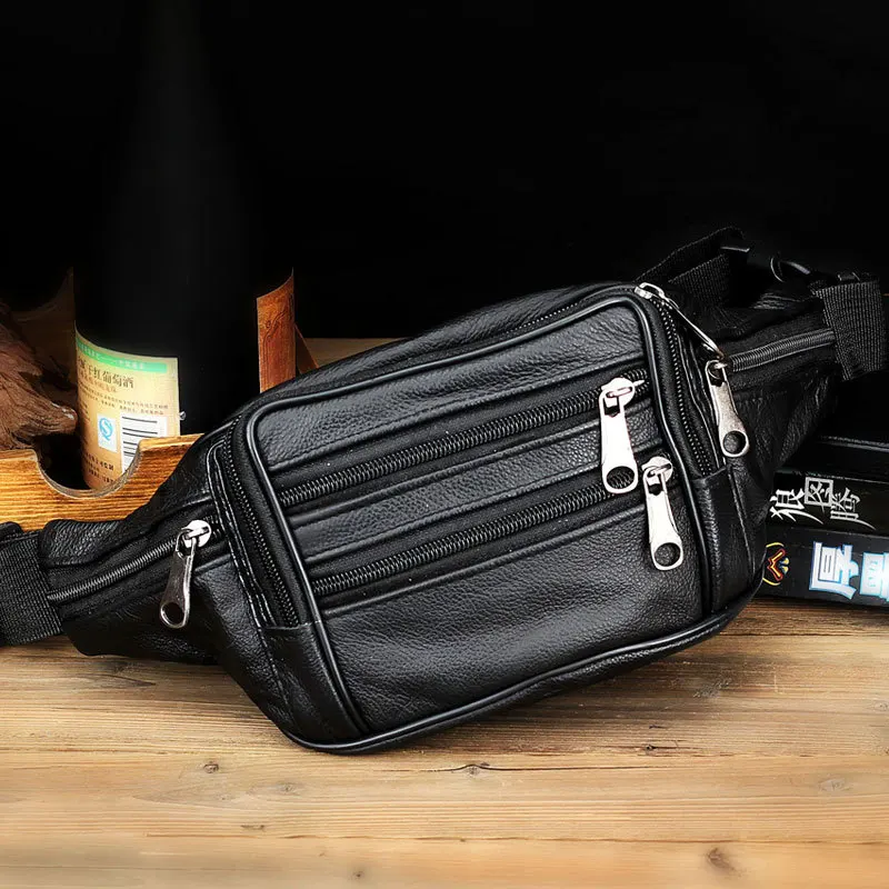

Genuine Leather Men Waist Packs Man Belt Bag Male Fanny Pack Crossbody Travel Bag Soft Cell Phone Pocket Bum Bag