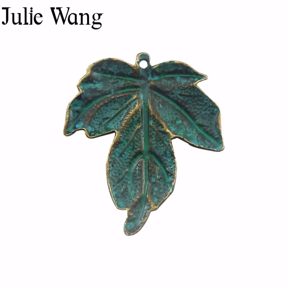Julie Wang 5 шт. сплав античная зеленая бронза большие листья очаровательные ожерелья