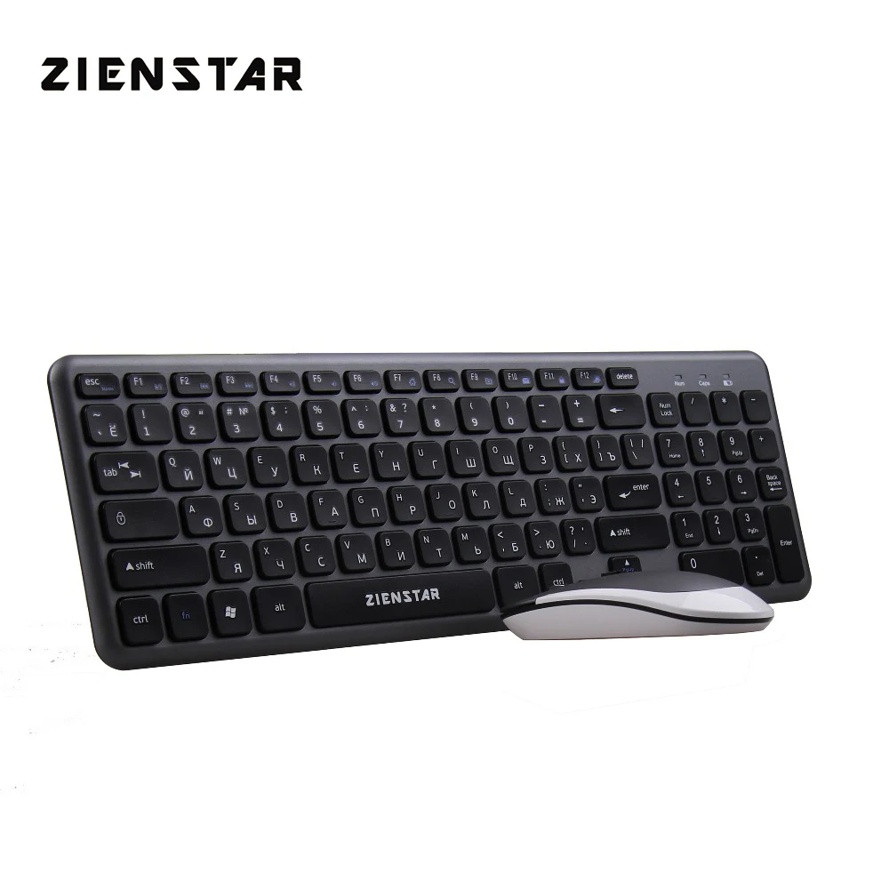 Zienstar России с надписями на английском языке 2 4G Беспроводной клавиатура Мышь
