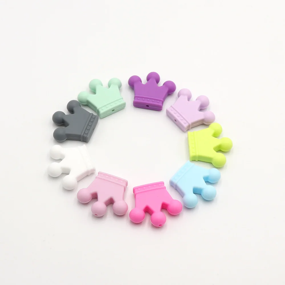 TYRY.HU 25Pcs Crown Shape Silicone Beads BPA Free Food Grade Material Pendant DIY Baby Teething Accessories MultiColor | Украшения и