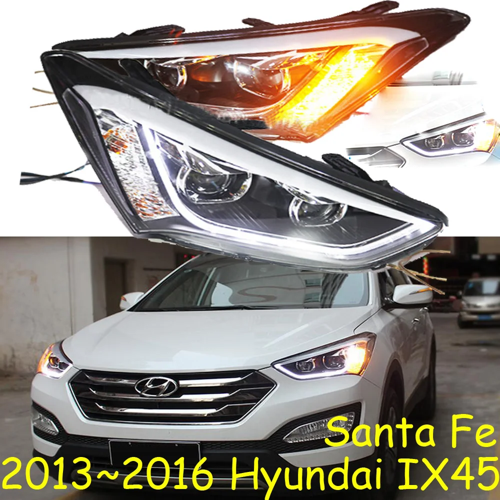 2 шт. бампер передняя фара для Hyundai IX45 фары 2013 2014 Santa Fe светодиодный DRL Bi Xenon