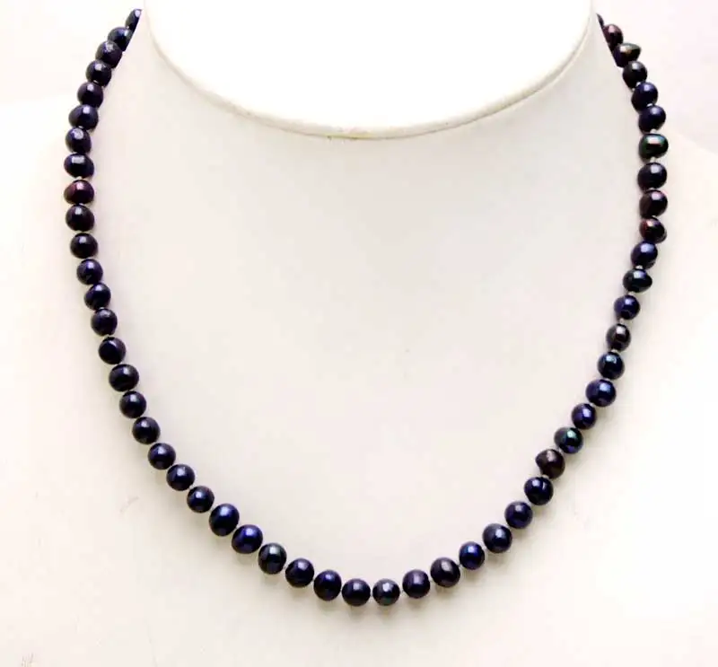 

Qingmos Natural 5-6mm Black Round Freshwater Pearl 17" Chokers Necklaces for Women-nec6205 Wholesale/retail Free shipping