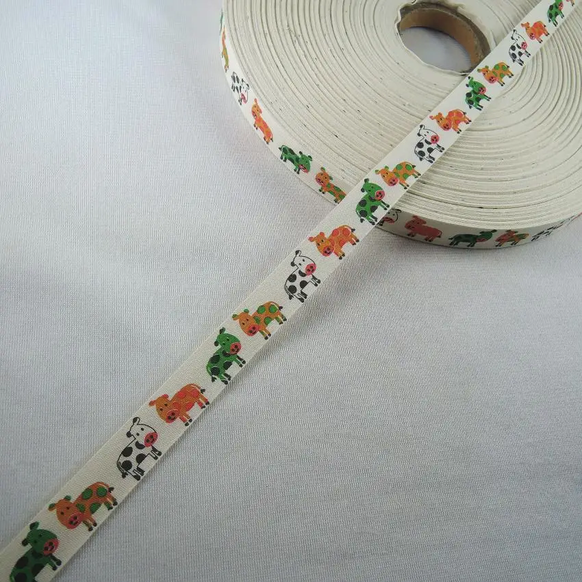 Лента из 5/8 хлопка с принтом коров 15 мм 100% дюйма|garment accessories|ribbon diyfabric ribbon |