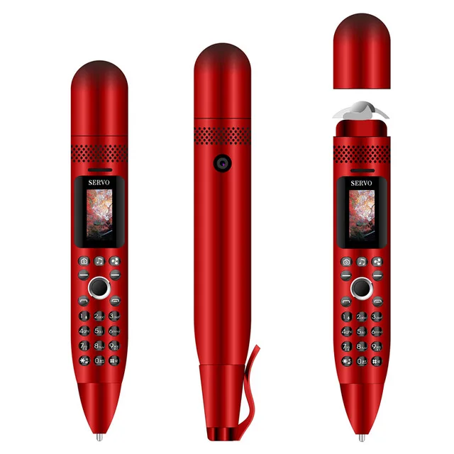 red SERVO K08, электрический вентилятор, мобильный телефон 0,9", крошечный экран, две sim-карты, GSM, Bluetooth, набор номера, волшебный голос, мобильный телефон с записывающей ручкой - Color: red