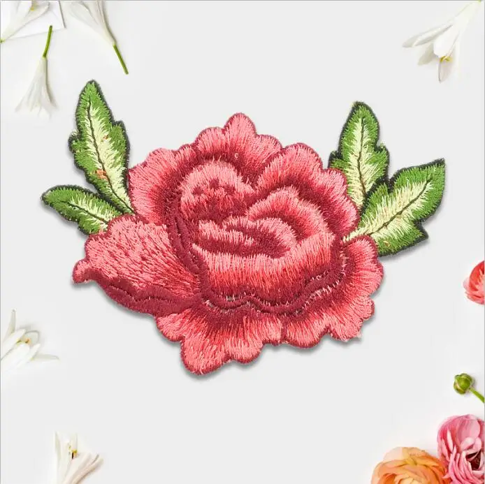 2 шт./лот красивая роза цветочные воротник вышитые гладить на Нашивки для