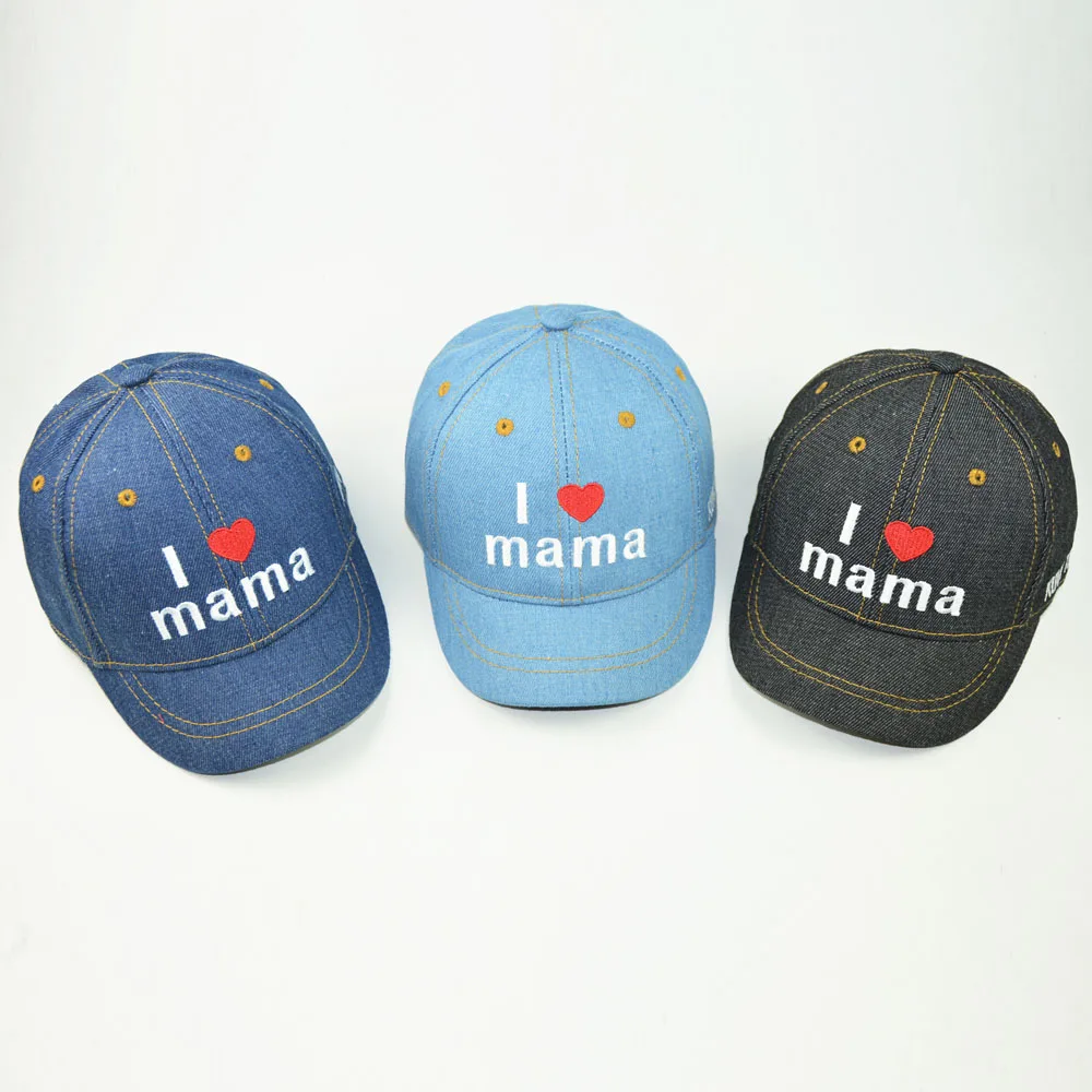 Детская кепка с надписью I love mama джинсовые бейсболки для девочек и мальчиков