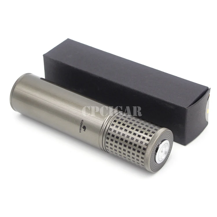 COHIBA аксессуары для сигар металла Портативный портсигар Tube bult в гигрометр