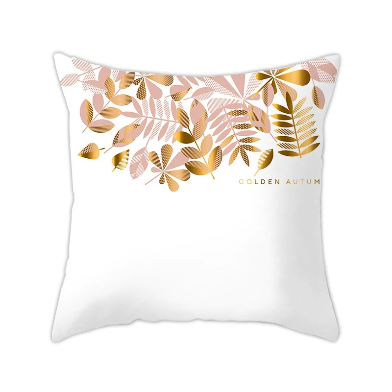 Рождественские чехлы на декоративные подушки с золотыми листьями Чехлы для