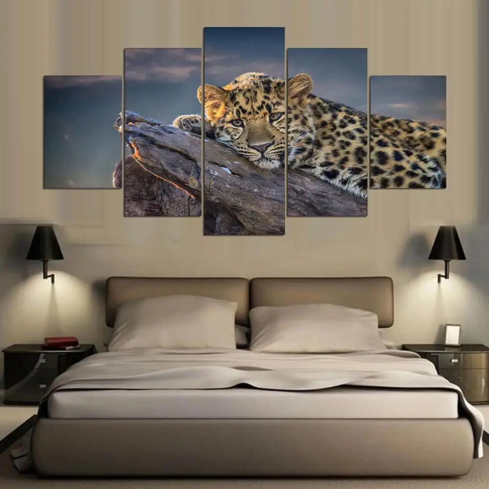 5 шт. HD холст картины с милым принтом животных пейзаж Модульная картина для