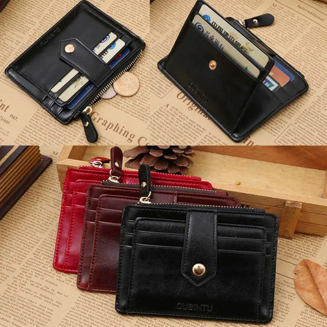 

Women Bags Mini Leather Zipper ID Holder Money Clip Wallets billetera mujer credit card wallet travel organizer woman bag