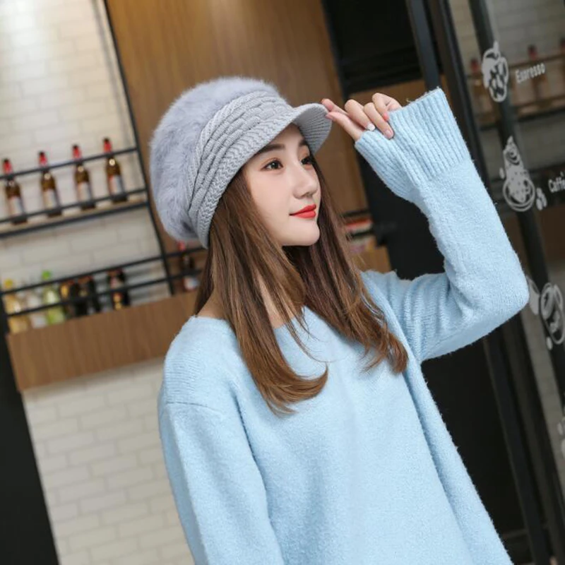 2017 брендовая Новая повседневная Высококачественная шапка с кроликом для женщин