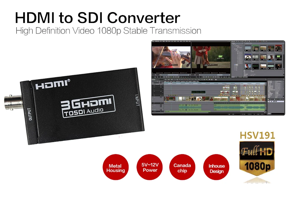 3G HDMI to SDI Converter HD To BNC SDI/HD-SDI/3G-SDI 1080P Multimedia Adapter Mini Size For HDTV with 0.5m Cable |