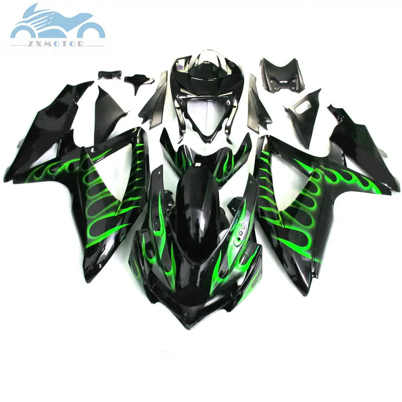 

Injection mold fairings kit for SUZUKI GSX R600 750 2008-2010 K8 GSXR750 R600 08 09 10 motorcycle body fairing green flames sets