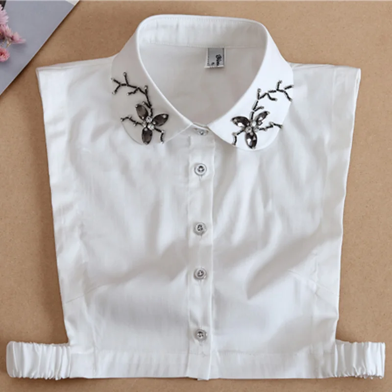 

New Design Women Crystal pearl Detachable Colla Shirt Fake Collars with Pearls Decoration Ladies Lace Removable False Collars