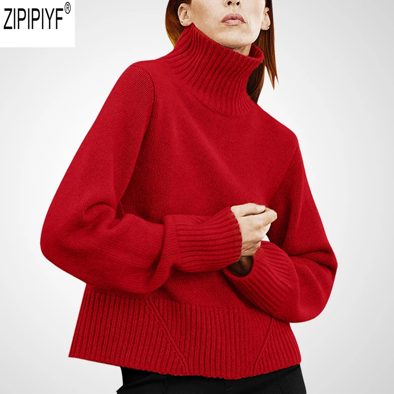 2018 New Autumn Winter Fashion Women Sweater Solid Color Loose Turtleneck Pullovers Female Long Sleeve Casual Sweaters C2530 | Женская