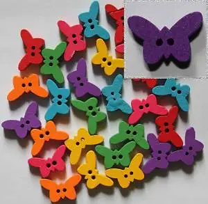 

300pcs butterfly Wood Buttons Craft Assorted colors Fit Sewing or Scrapbooking