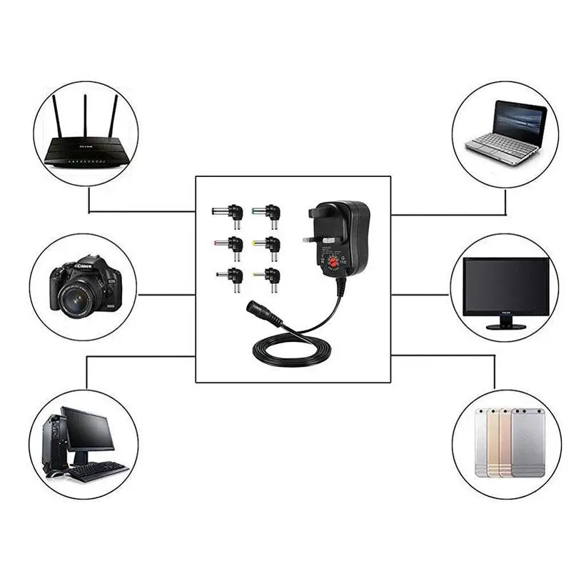EastVita 4.5V 5V 6V 7.5V 9V 12V 2A 2.5A AC DC Adaptor Adjustable Power Adapter Charger Supply for Camera Phone PC led strip r29 |
