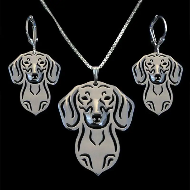 Женский металлический комплект ювелирных изделий такса|dog jewelry set|jewelry setsdrop sets |