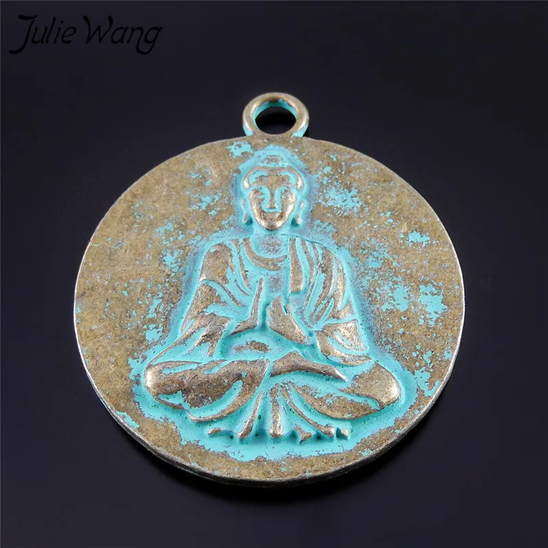 Julie Wang 1 шт. сплав цинка античная бронза двухсторонняя резьба талисманы Будда для