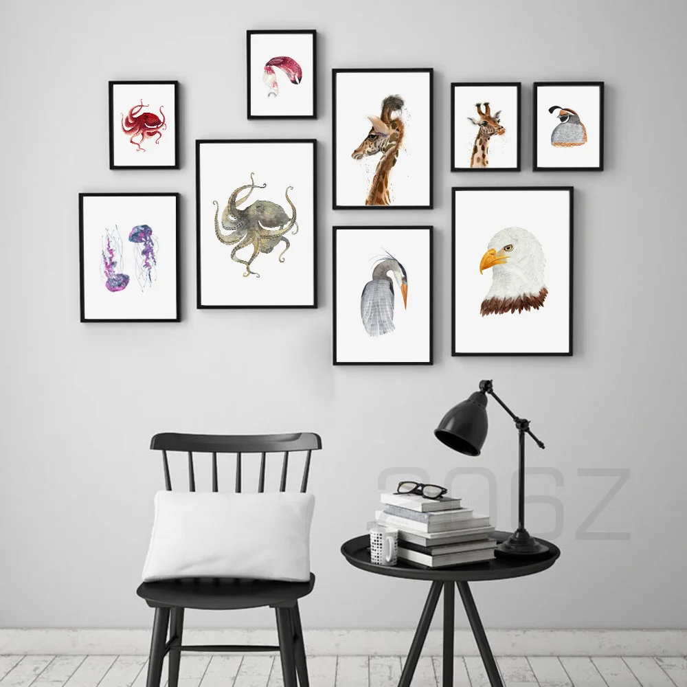 

Quail Heron Octopus Giraffe Eagle Nursery Wall Art Canvas Painting Nordic Posters And Prints Wall Pictures Baby Kids Room Decor