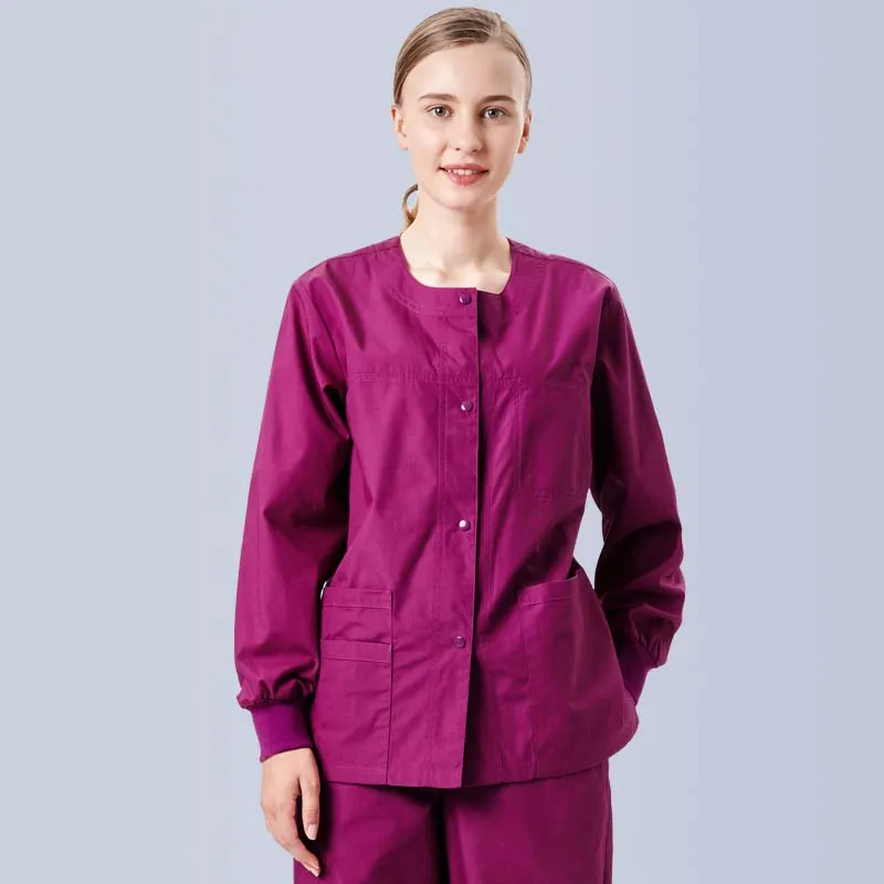 4XL медицинская куртка скрабы униформы для женщин разогрева скрепленные мед технологии куртки ребра комплект манжеты на кнопках с длинным рукавом зимнее пальто