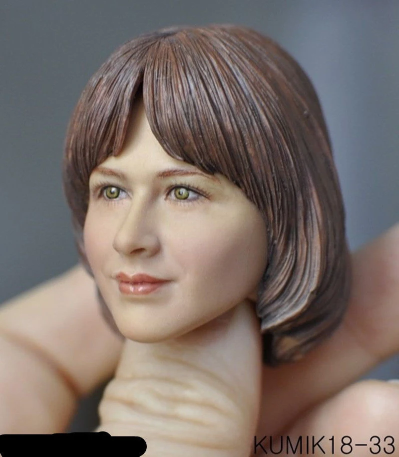 

Collectible Heads Sculpt Accessory 1/6 KUMIK Short Hair Action Figure Head Female KM 18-33 Painted for 12 inches Figure Body