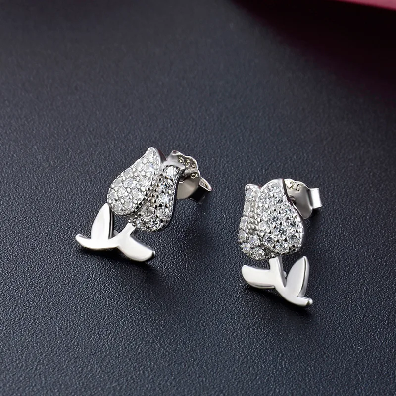 S925 Sterling Silver Zircon Earrings Ladies Fashion Ear Jewelry Wholesale | Украшения и аксессуары