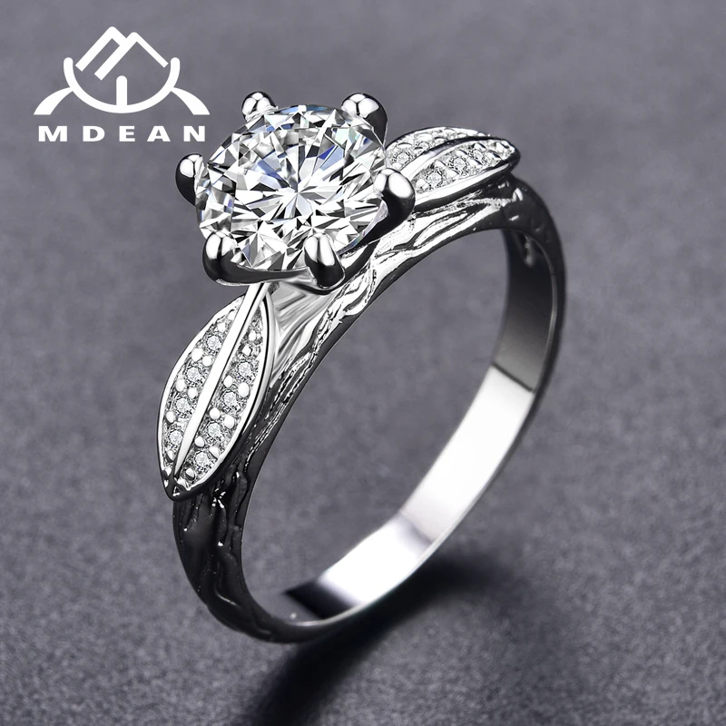 MDEAN белого золота Цвет кольца для Для женщин Обручение Свадебные белые