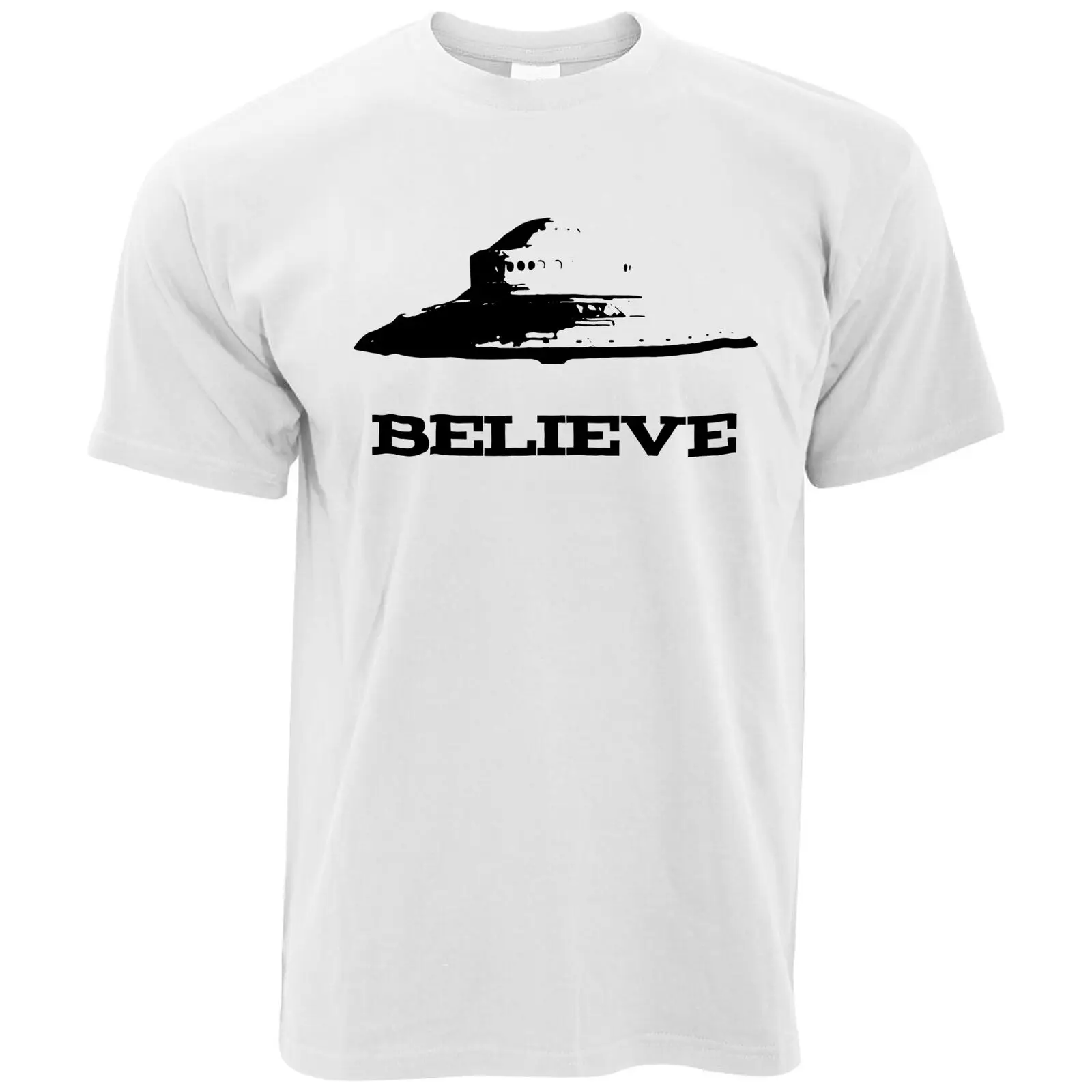 

Alien T Shirt Believe In Ufo Flying Saucers Nerd Geek Sci-Fi Space 2019 Brand New Clothing Men Fashion Cotton O Neck Tops Tees