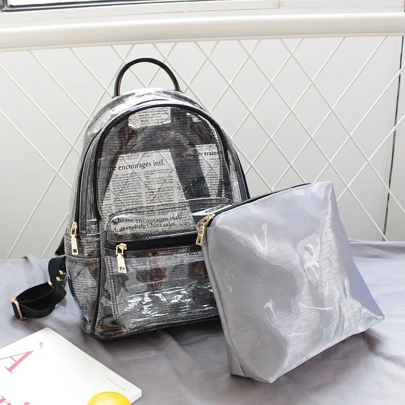 Женские прозрачные рюкзаки из ПВХ для девочек Школьный рюкзак через плечо