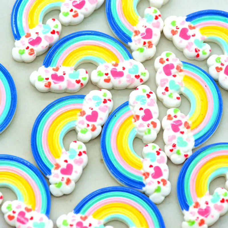

10PCS 20mmX40mm Resin Flatback Rainbow Cabochons|Scrapbooking Rainbow Embellishments|DIY Hand Crafting Miniatures