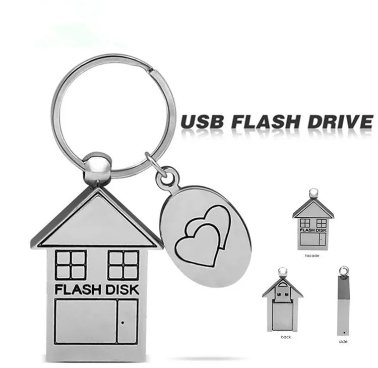 Высокое Качество Пользовательский логотип USB 3 0 симпатичный металлический дом