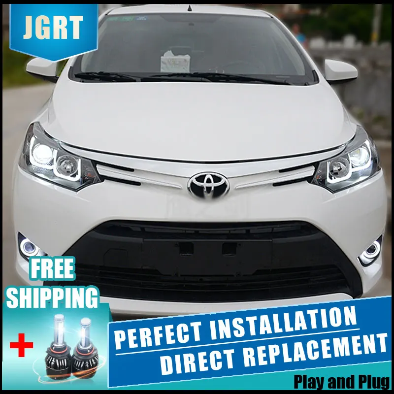 2 шт. автомобиль Стиль светодиодный фары для Toyota Vios 2013-2016 налобный фонарь DRL