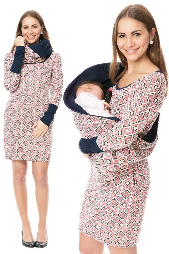 

Maternity clothes embarazada Nursing Hoodies Pregnant clothes Multifunctional Printing Splicing Detachable Collar women dresses
