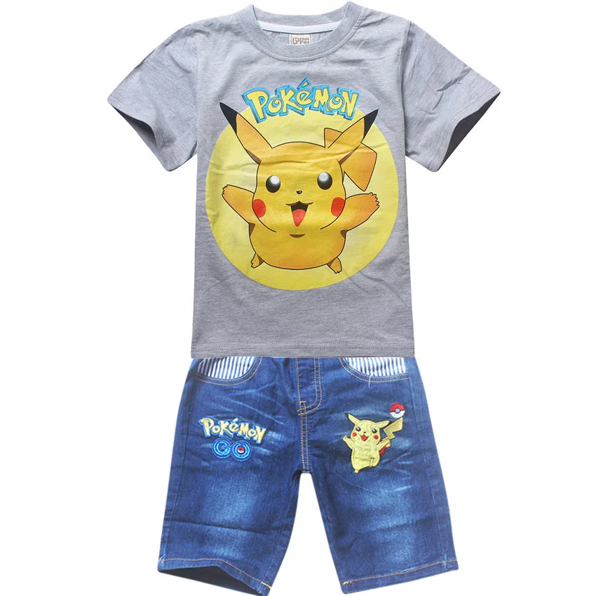 2018 children summer shorts sets baby boys all infant girl pokemon go pikachu clothes for little kids tracksuit costume clothing | Детская