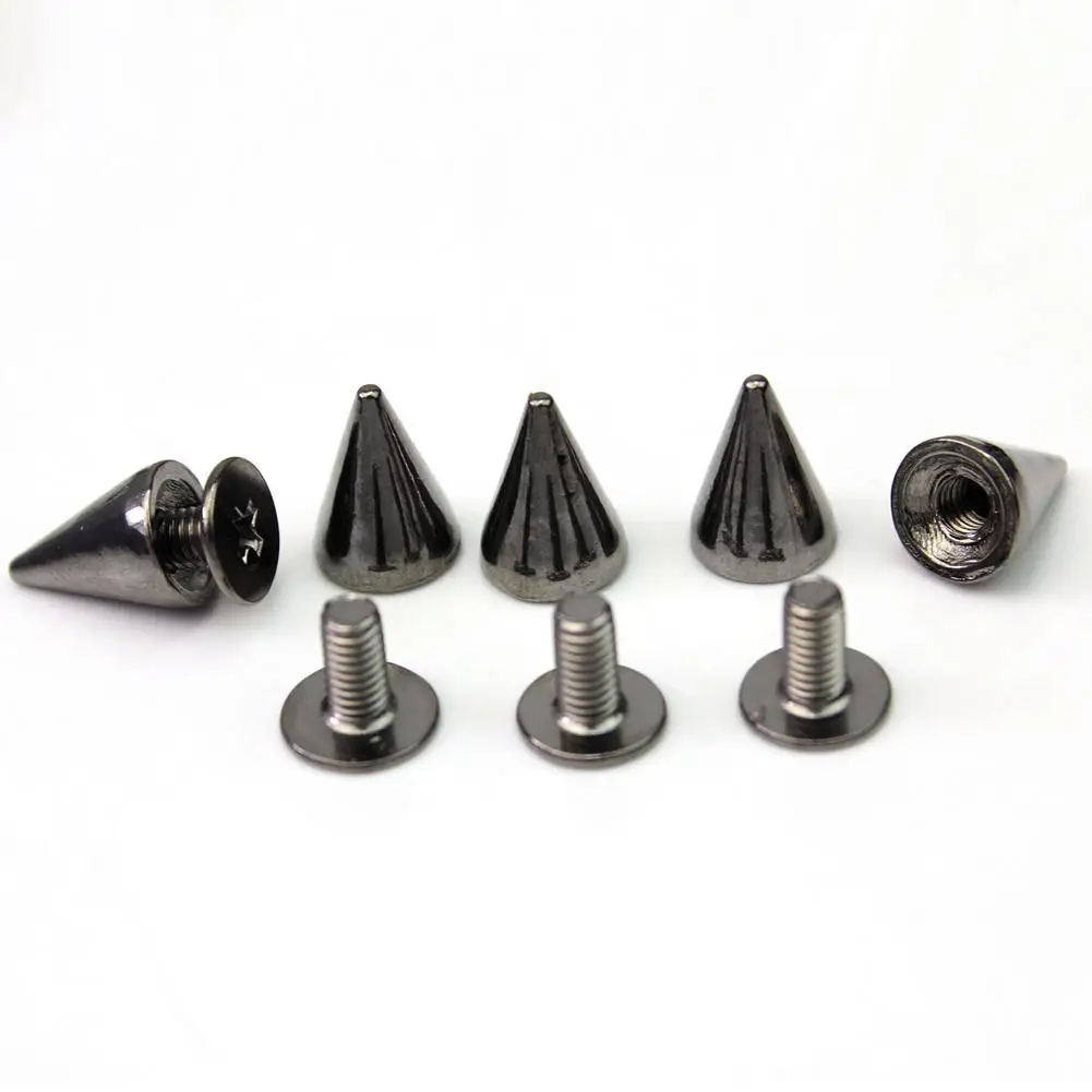 

100 Pcs 3/8" Black Spots Cone Rivets Screw Metal Studs Leathercraft Rivet Bullet Punk Spikes DIY For Bags Clothes Shoes