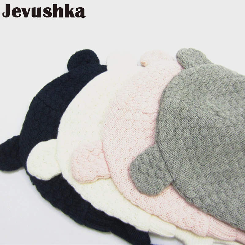 Winter Cotton Baby Hat Knitted Beanie Girls and Boys Bomber Caps Cute Ears Hats for Kids Beanies Gorro HT014 | Детская одежда и