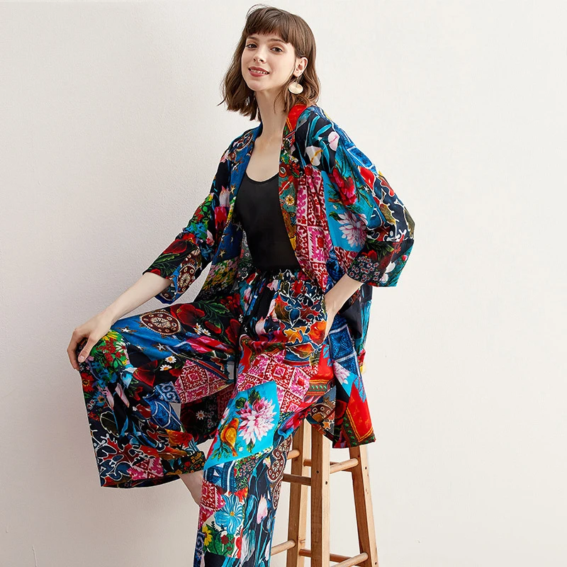 Шелковый костюм для отдыха весна-лето 2019 новый тонкий повседневный куртка Модный