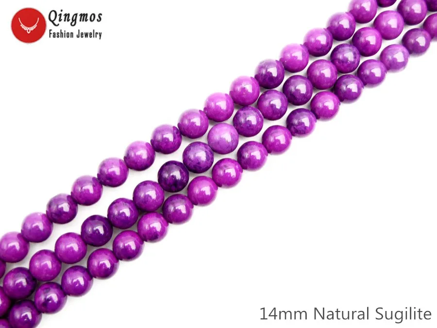 Бусины Из Натурального Sugilite фиолетовые круглые бусины 14 мм для рукоделия