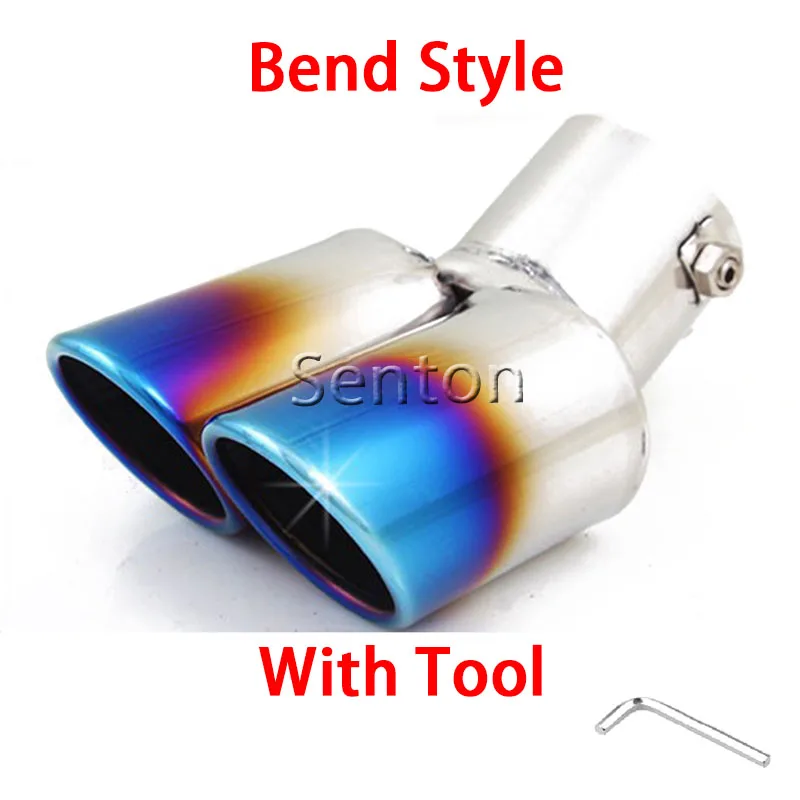 YB Bend Silver Автомобильный двойной глушитель труба наконечник для Honda Fit Ford Focus Fiesta Suzuki SX4 Chevrolet Cruze Aveo Sonic Nissan Versa аксессуары - Название цвета: YB Bend Silver