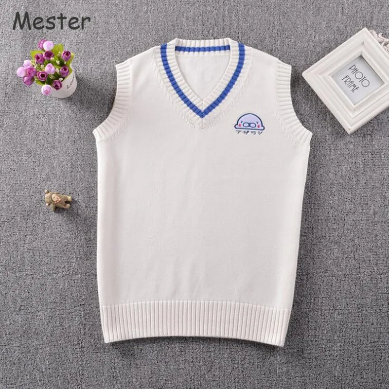 Japanese Preppy High School Uniform Vest Mamegoma Cartoon Animal Embroidery Sweater Sweet Cute Anime Cosplay Pullovers JK Girls | Женская