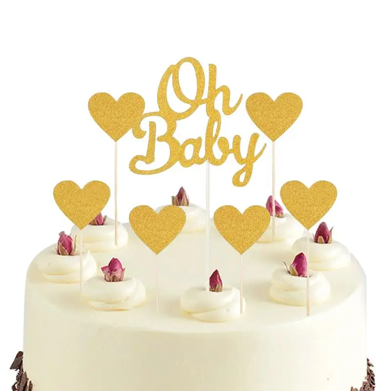 7 шт. торт Топпер блеск Oh Baby Love Сердце Форма Украшения для кексов пики капкейков