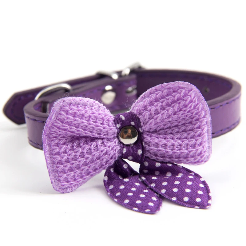Ошейник для собак из искусственной кожи ошейник щенков с вязаным бантом ошейники